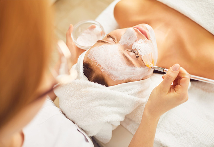 Woman having a beauty treatment done.
