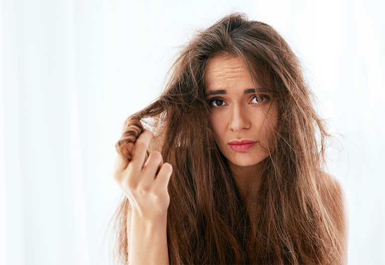 Woman with dry hair.