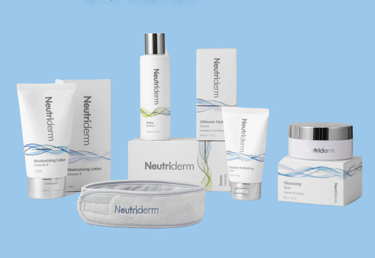 Neutriderm Double Cleanse, Double Moisturise With Detox Cleanser Bundle and Skincare Headband.
