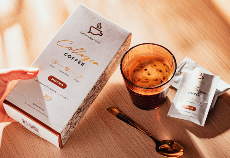 Beforeyouspeak Collagen Coffee box and cup.
