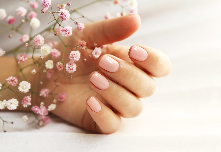Pretty pink manicure.