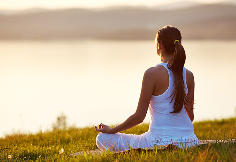Woman meditating.