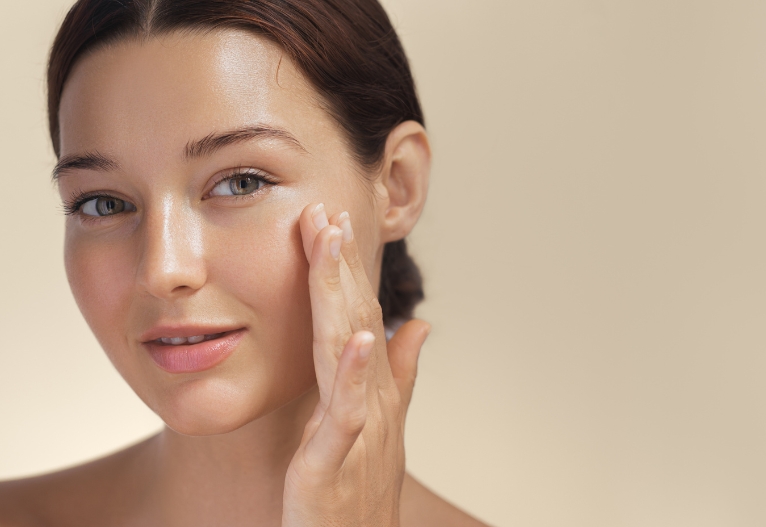 Woman with clear skin.