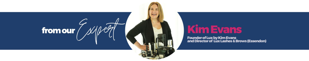 Expert banner for Kim Evans, brow expert.