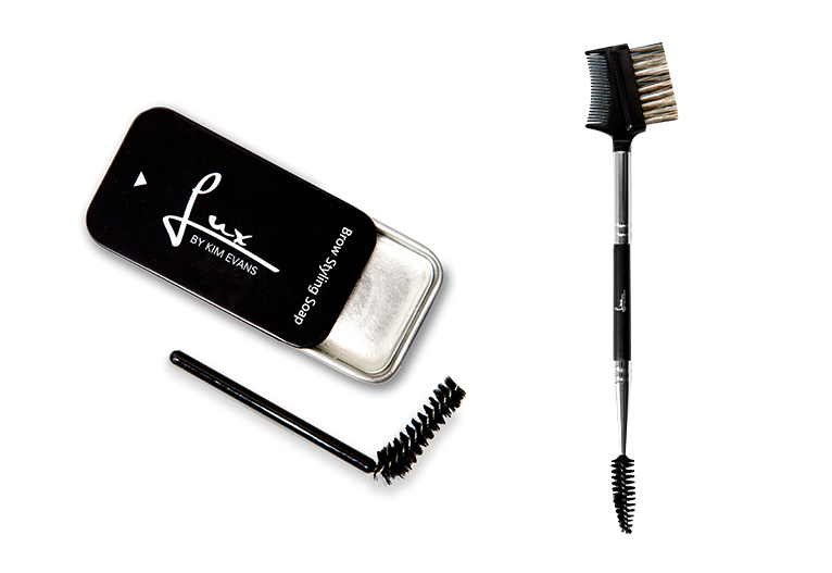 Lux By Kim Evans Brow Styling Soap and brush.