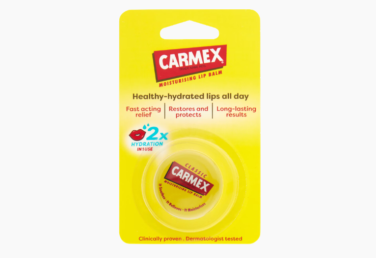 Carmex lip balm tub.
