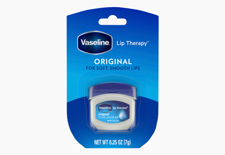 Vaseline lip balm tub.