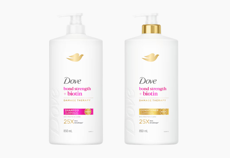 Dove shampoo and conditioner.