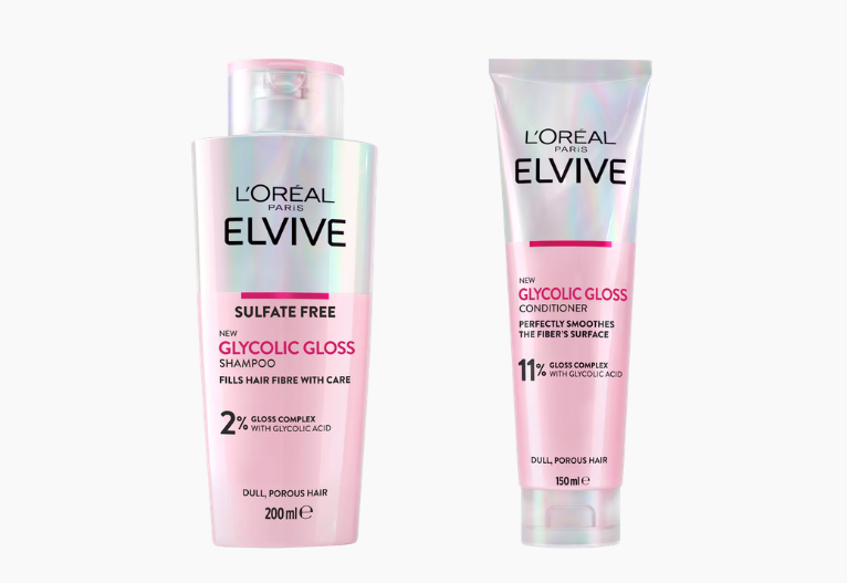 L'Oreal shampoo and conditioner bottles.