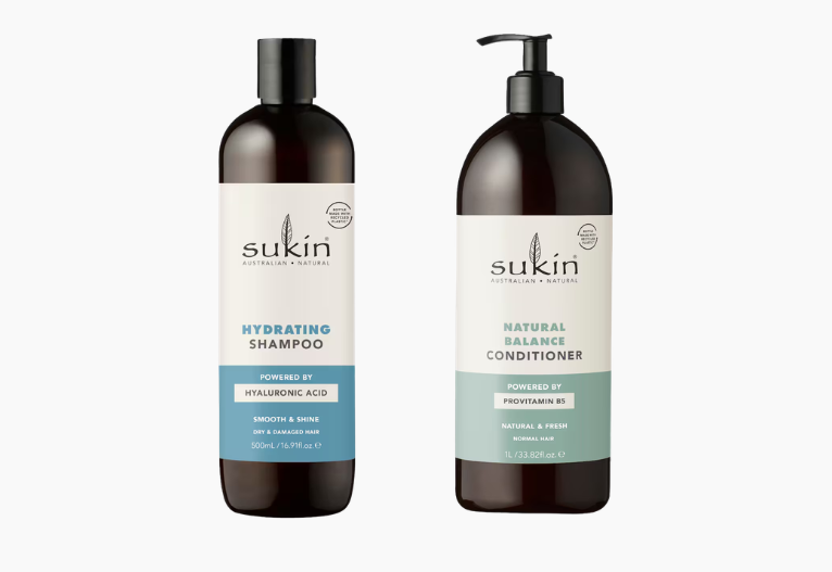 Sukin shampoo and conditioner.